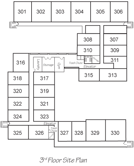Exterior floor plan for the third floor